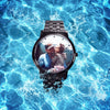 Men's Engraved Black Alloy Bracelet Photo Watch 38mm-2