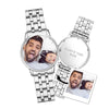 Engraved Men's Silver Alloy Bracelet Photo Watch 40mm-1