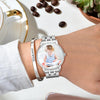 Engraved Men's Silver Alloy Bracelet Photo Watch 40mm-5