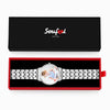 Engraved Men's Silver Alloy Bracelet Photo Watch 40mm-6