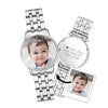 Engraved Men's Silver Alloy Bracelet Photo Watch 40mm-9