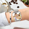 Custom Couple Watch Engraved Photo Watch - Silver Square Case Watch-2