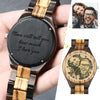 Men's Engraved Wooden Photo Watch Wooden Strap 45mm