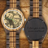 Men's Engraved Wooden Photo Watch Wooden Strap 45mm-1