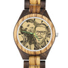 Men's Engraved Wooden Photo Watch Wooden Strap 45mm-2