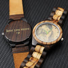Men's Engraved Wooden Photo Watch Wooden Strap 45mm-4