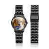Men's Engraved Photo Watch With Luminous Pointer Black Alloy Bracelet 38mm