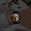 Men's Engraved Photo Watch With Luminous Pointer Black Alloy Bracelet 38mm-1