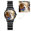 Men's Engraved Photo Watch With Luminous Pointer Black Alloy Bracelet 38mm-3