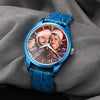 Personalized Photo Watch Engraved Watch With Red Or Blue Leather Strap Men's-Gift For Boyfriend-4