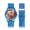 Personalized Photo Watch Engraved Watch With Red Or Blue Leather Strap Men's-Gift For Boyfriend-5