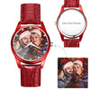 Personalized Photo Watch Engraved Watch With Red Or Blue Leather Strap Men's-Gift For Boyfriend-7