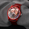 Personalized Photo Watch Engraved Watch With Red Or Blue Leather Strap Men's-Gift For Boyfriend-10