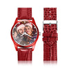 Personalized Photo Watch Engraved Watch With Red Or Blue Leather Strap Men's-Gift For Boyfriend-11