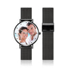 Father's Day Gift -Men's Engraved Black Alloy Bracelet Photo Watch 40mm-1