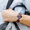 Unisex Engraved Rose Goldtone Photo Watch Brown Leather Strap 40mm-6