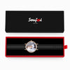 Unisex Engraved Rose Goldtone Photo Watch Black Leather Strap 40mm-6