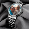 Men's Engraved Black Alloy Bracelet Photo Watch 38mm-3