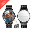 Men's Engraved Black Alloy Bracelet Photo Watch 38mm-6
