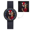 Personalized Photo Watch Touch Illuminated Watch Blue Leather Strap Couple's Gift