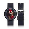 Personalized Photo Watch Touch Illuminated Watch Blue Leather Strap Couple's Gift-1