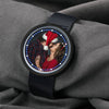Personalized Photo Watch Touch Illuminated Watch Blue Leather Strap Couple's Gift-4
