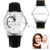 Men's Engraved Photo Watch 43mm Black Leather Strap- Sketch