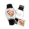 Men's Engraved Photo Watch 43mm Black Leather Strap