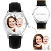 Men's Engraved Photo Watch 43mm Black Leather Strap-1