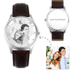 Men's Engraved Photo Watch 43mm Brown Leather Strap- Sketch
