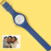 Waterproof Silicone Unisex Engraved Photo Watch 41mm Blue And White Bands-Sketch-2