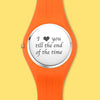 Waterproof Silicone Engraved Photo Watch 41mm Orange And Blue Bands for men women kids-Sketch-1