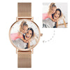 Women's Engraved Rose Gold Alloy Bracelet Photo Watch 36mm