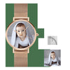Women's Engraved Rose Gold Alloy Bracelet Photo Watch 36mm-5