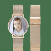 Women's Engraved Rose Gold Alloy Bracelet Photo Watch 36mm-6