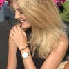 Women's Engraved Rose Gold Alloy Bracelet Photo Watch 36mm-9
