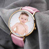Women's Engraved Rose Goldtone Photo Watch Pink Leather Strap 36mm-5