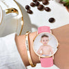 Women's Engraved Rose Goldtone Photo Watch Pink Leather Strap 36mm-6
