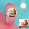 Waterproof Silicone Unisex Engraved Photo Watch 41mm Pink And Blue Bands