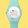 Waterproof Silicone Unisex Engraved Photo Watch 41mm Pink And Blue Bands-1