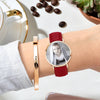 Women's Engraved Rose Goldtone Photo Watch Red Leather Strap 36mm-4