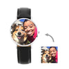 Women's Engraved Photo Watch Black Leather Strap 36mm