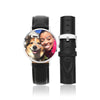 Women's Engraved Photo Watch Black Leather Strap 36mm-1
