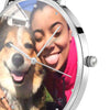 Women's Engraved Photo Watch Black Leather Strap 36mm-3