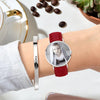 Women's Engraved Photo Watch Red Leather Strap 36mm-5