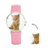 Women's Engraved Photo Watch Pink Leather Strap 36mm