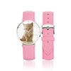 Women's Engraved Photo Watch Pink Leather Strap 36mm-1