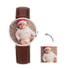 Women's Engraved Photo Watch Brown Leather Strap 36mm