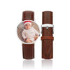 Women's Engraved Photo Watch Brown Leather Strap 36mm-1