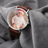Women's Engraved Photo Watch Brown Leather Strap 36mm-4